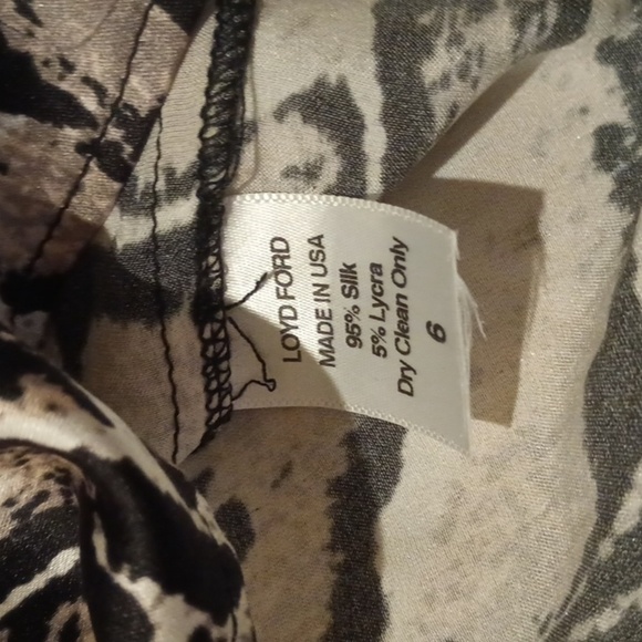 LOYD/FORD Black Tan Zoomed Animal Print Slip Mini Silk Dress A34 - Picture 5 of 8